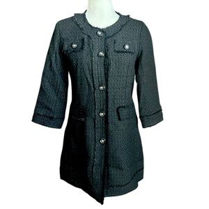 Luii tweed shredded dress coat or jacket 3/4 sleeves, gold thread details